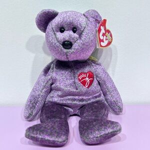 Ty Beanie Baby‎ 2000 Signature Bear Purple Teddy Bear Plush Toy 6” with Tag